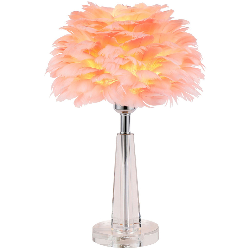 Настольная лампа с перьями Plumage Pink Table Lamp Розовый Хром Прозрачный Настольная лампа с перьями Plumage Pink Table Lamp Розовый Хром Прозрачный в Самаре | Loft Concept