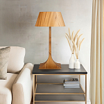 Настольная лампа со скошенным конусовидным абажуром и фигурной ножкой в цвете тик Accord Lighting варинант исполнения - 7 | Loft Concept в Самаре