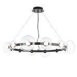 Люстра подвесная круглая с 12-ю прозрачными куполообразными плафонами и черным металлическим основанием Flos Wireline Lighting варинант исполнения - 1 | Loft Concept в Самаре