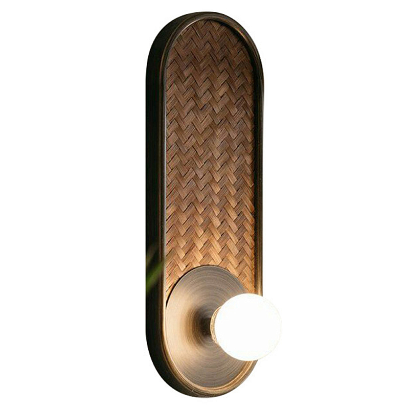 Бра с декором из плетеного бамбука Wicker Oval Lamp Коричневый Бра с декором из плетеного бамбука Wicker Oval Lamp Коричневый в Самаре | Loft Concept