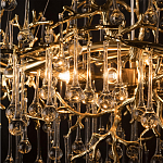Подвесная люстра в виде ветвей деревьев золотого цвета с прозрачными подвесками-каплями 10 и 14 ламп Droplet Chandelier варинант исполнения - 6 | Loft Concept в Самаре