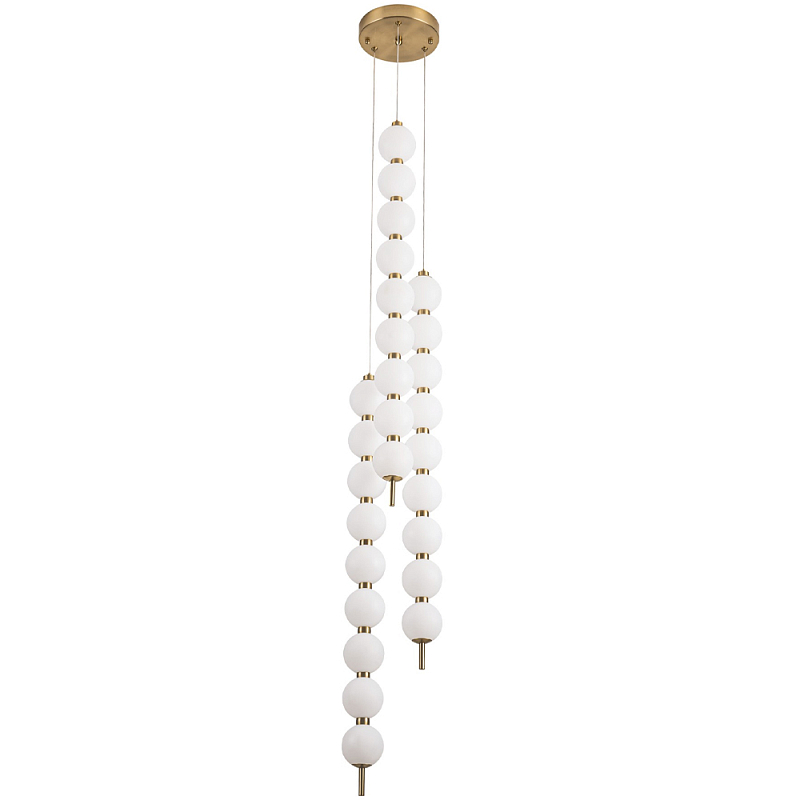 Подвесной светильник с плафонами в виде шаров из акрила Pearls Suspension Brass Cascade Hanging Lamp Белый Латунь Подвесной светильник с плафонами в виде шаров из акрила Pearls Suspension Brass Cascade Hanging Lamp Белый Латунь в Самаре | Loft Concept