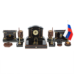 Настольный письменный набор с часами из природного камня обсидиана Peace Contract варинант исполнения - 1 | Loft Concept в Самаре