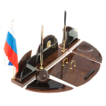 Настольный письменный набор с часами из природного камня обсидиана Oval Office варинант исполнения - 2 | Loft Concept в Самаре