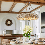 Люстра круглая с абажуром из устричных раковин Sea Ravens варинант исполнения - 4 | Loft Concept в Самаре