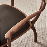 Стул деревянный с мягким сиденьем из коричневой натуральной кожи Moon Walnut Furniture варинант исполнения - 7 | Loft Concept в Самаре