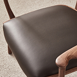 Стул деревянный с мягким сиденьем из коричневой натуральной кожи Moon Walnut Furniture варинант исполнения - 9 | Loft Concept в Самаре