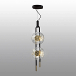 Подвесной светильник с черным основанием и золотистым декором Bruno Duo варинант исполнения - 4 | Loft Concept в Самаре