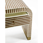 Тумбочка прикроватная с ящиком Tofino Stripes Bone Inlay Bedside Beige варинант исполнения - 3 | Loft Concept в Самаре