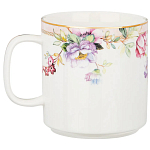 Кружка из фарфора белая с цветочным принтом 400 мл Flower Porcelain Collection варинант исполнения - 1 | Loft Concept в Самаре