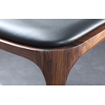 Стул деревянный с мягким сиденьем из черной натуральной кожи Moon Walnut Furniture варинант исполнения - 9 | Loft Concept в Самаре