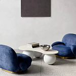 Дизайнерский журнальный стол с изогнутой столешницей на круглых ножках Rigilyr варинант исполнения - 3 | Loft Concept в Самаре