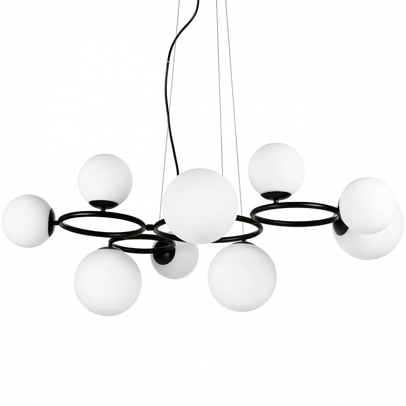 Люстра Bubbles on 4 Rings Chandelier Black Белый Черный Люстра Bubbles on 4 Rings Chandelier Black Белый Черный в Самаре | Loft Concept