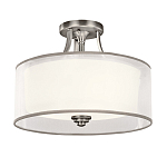 Потолочный светильник с двойным цилиндрическим плафоном из белого стекла и прозрачной органзы Kichler варинант исполнения - 7 | Loft Concept в Самаре