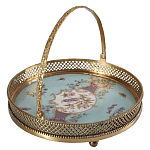 Блюдо круглое с ручкой и голубым фарфоровым дном с цветочным рисунком Blue Garden варинант исполнения - 1 | Loft Concept в Самаре