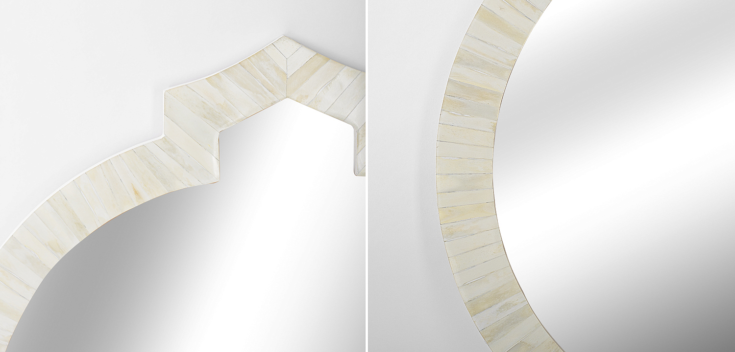 Зеркало Bone Inlay Round Mirror white Зеркало Bone Inlay Round Mirror white - Loft-Concept в Самаре