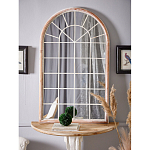 Зеркало-окно настенное в венецианском стиле с деревянной рамой бежевого цвета Venetian Smooth варинант исполнения - 5 | Loft Concept в Самаре