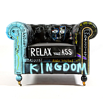 Кресло "Баския и Уорхол" Basquiat Warhol graffiti chair натуральная кожа варинант исполнения - 1 | Loft Concept в Самаре