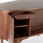 Дизайнерский письменный стол округлой формы с 4-мя ящиками и дверкой с полочками Rili варинант исполнения - 3 | Loft Concept в Самаре