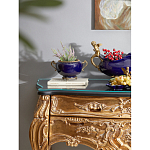 Чаша темно-синяя фарфоровая с бронзовыми ручками и ажурным ободком Eden Garden варинант исполнения - 4 | Loft Concept в Самаре