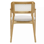 Стул обеденный с мягким сиденьем и спинкой из плетеного ротанга Wood and Textile Chair варинант исполнения - 4 | Loft Concept в Самаре