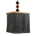 Люстра квадратная с бахромой и подвесом из деревянных бусин Psyche варинант исполнения - 2 | Loft Concept в Самаре