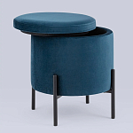 Синий пуф на черных ножках SANJAY варинант исполнения - 2 | Loft Concept в Самаре