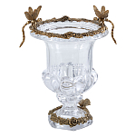 Ваза из прозрачного стекла на бронзовой подставке с ободком и ручками в виде стрекоз Eden Garden варинант исполнения - 1 | Loft Concept в Самаре