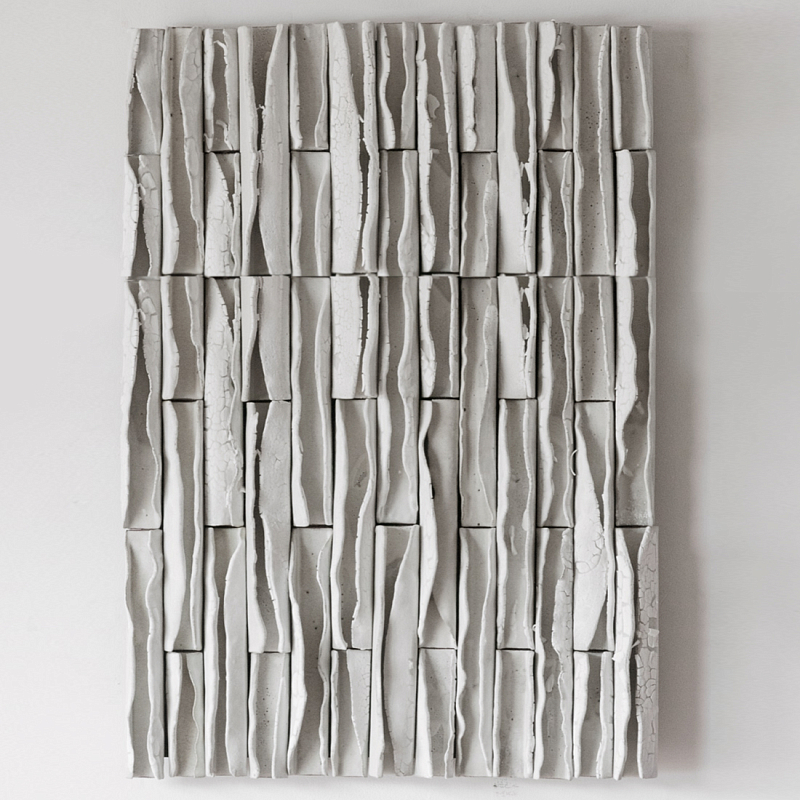 Объемное Панно на стену White Micro Waves Белый бетон в Самаре | Loft Concept 
