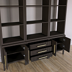 Модульный стеллаж Primo из трех составных элементов Темный орех варинант исполнения - 4 | Loft Concept в Самаре