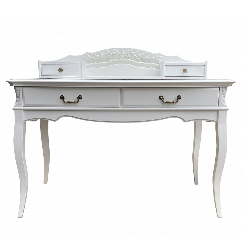 Стол-бюро белого цвета из массива бука с 4-мя ящиками White Provence Белый Стол-бюро белого цвета из массива бука с 4-мя ящиками White Provence Белый в Самаре | Loft Concept