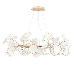 Люстра круглая с белыми лепестками из керамики и прозрачными хрустальными цветками Диаметр 82 см Wintery flovers варинант исполнения - 2 | Loft Concept в Самаре