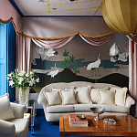 Обои ручная роспись Tsuro Cranes Original colourway on Tarnished Silver gilded paper варинант исполнения - 1 | Loft Concept в Самаре