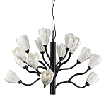 Люстра подвесная черного цвета с ветвями и белыми фарфоровыми цветами Floralis варинант исполнения - 1 | Loft Concept в Самаре