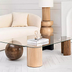 Дизайнерский журнальный стол с прозрачной столешницей и ножками в форме геометрических фигур Pytusin варинант исполнения - 2 | Loft Concept в Самаре