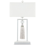 Настольная лампа с прямоугольным тканевым абажуром на белом мраморном основании Silver Threads варинант исполнения - 3 | Loft Concept в Самаре