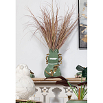 Ваза зеленого цвета из фарфора с бронзовыми ручками в виде драконов и рельефным цветочным декором Eden Garden porcelain and bronze варинант исполнения - 7 | Loft Concept в Самаре