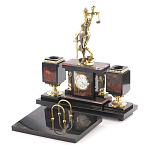 Настольный письменный набор из яшмы с часами в подарочной упаковке Manager Organizer варинант исполнения - 2 | Loft Concept в Самаре