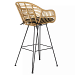 Стул барный с ротанговым плетением Half Bar Chair with Wicker с подлокотниками варинант исполнения - 4 | Loft Concept в Самаре