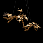 Люстра подвесная линейная с прозрачными стеклянными птичками на ветвях Serip Voa варинант исполнения - 9 | Loft Concept в Самаре