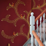 Обои с вышивкой ручной работы Fyodor Original colourway on Merlot linen варинант исполнения - 2 | Loft Concept в Самаре