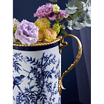 Ваза с бронзовыми ручками и синим цветочным узором Blue & White Ornament варинант исполнения - 6 | Loft Concept в Самаре