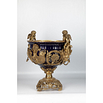 Чаша темно-синего цвета с фигурками ангелов и рельефным декором Eden Garden porcelain and bronze варинант исполнения - 1 | Loft Concept в Самаре