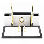 Настольный письменный набор из белого мрамора с часами Marble Accessory варинант исполнения - 1 | Loft Concept в Самаре
