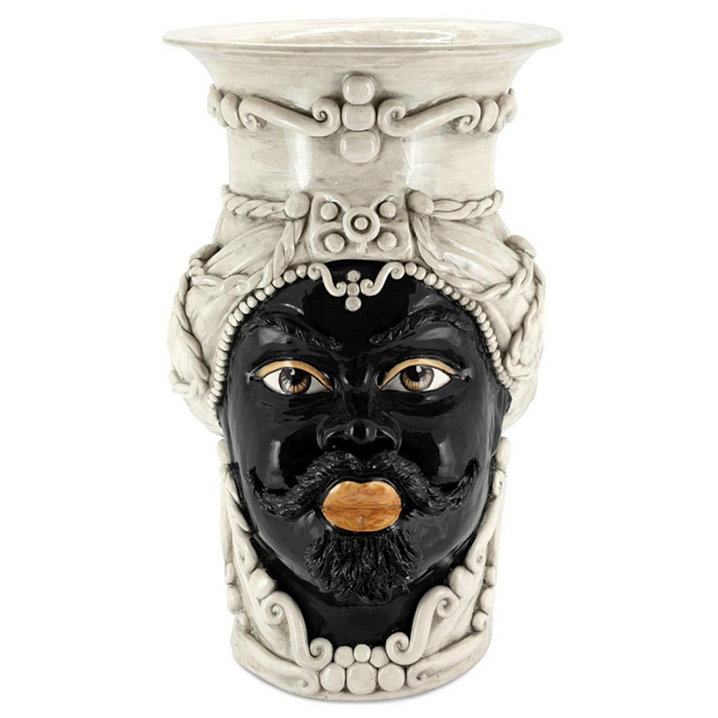Ваза Vase Moro Man Giant White Черный Бежевый Ваза Vase Moro Man Giant White Черный Бежевый в Самаре | Loft Concept