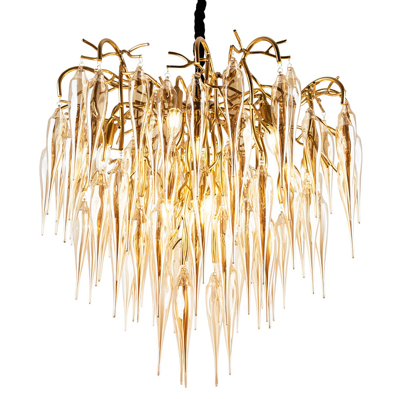 Люстра со стеклянными подвесками янтарного цвета Ambre Glass Chandelier 80 Янтарный Золотой Черный Люстра со стеклянными подвесками янтарного цвета Ambre Glass Chandelier 80 Янтарный Золотой Черный в Самаре | Loft Concept