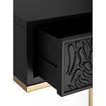 Приставной столик с резным узором на выдвижном ящике Black Table Carved Pattern варинант исполнения - 3 | Loft Concept в Самаре
