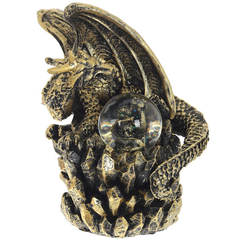 Декоративная статуэтка Дракон со стеклянным шаром Dragon and Glass Ball Gold Black Золотой Черный Прозрачное Стекло Декоративная статуэтка Дракон со стеклянным шаром Dragon and Glass Ball Gold Black Золотой Черный Прозрачное Стекло в Самаре | Loft Concept