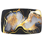 Обеденный стол с прямоугольной черно-золотой столешницей из стекла на 4-х металлических ножках Gold and Black Marble варинант исполнения - 2 | Loft Concept в Самаре