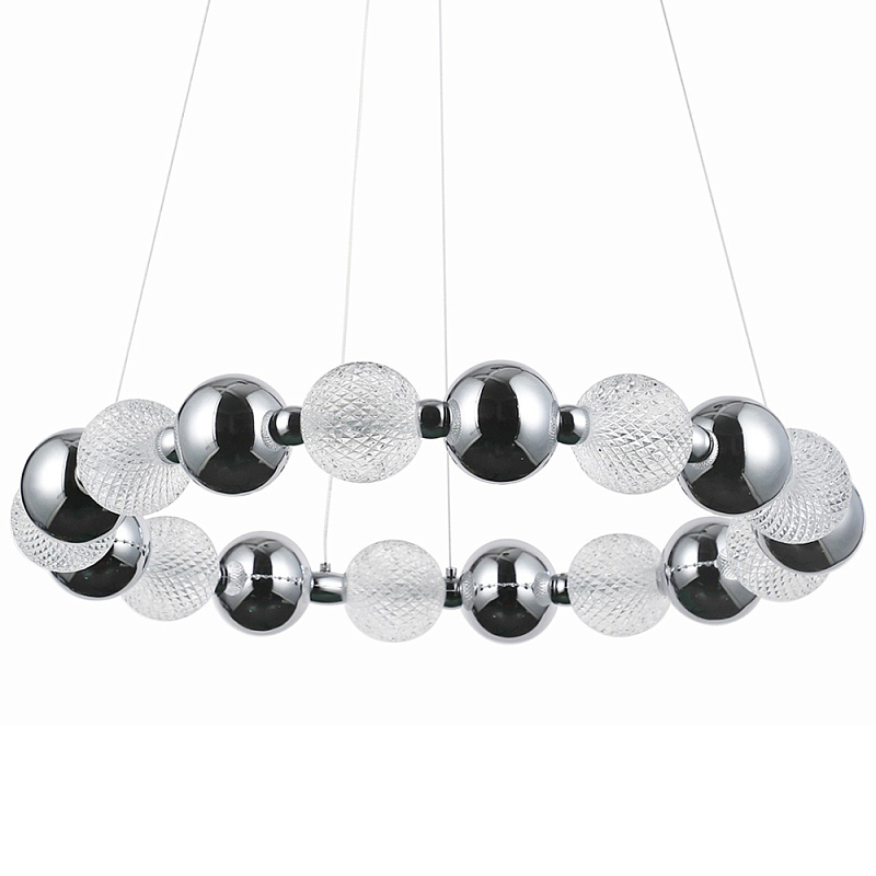 Светодиодная кольцевая люстра Crystal Globule Chrome Chandelier Хром Прозрачный в Самаре | Loft Concept 
